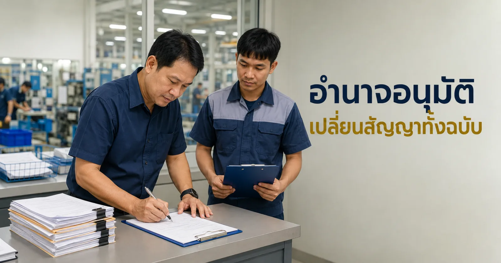 หัวหน้างานโรงงานเซ็นอนุมัติเอกสารให้พนักงาน สะท้อนอำนาจที่ต้องระบุในสัญญาจ้างหัวหน้างาน