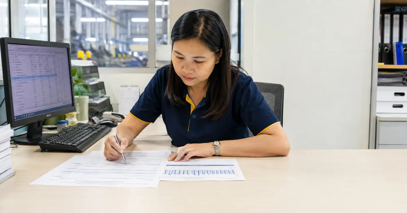 เทียบ KPI ในสัญญาจ้างกับรายงานผลงานจริงเพื่อดูว่าเป้าวัดได้หรือไม่