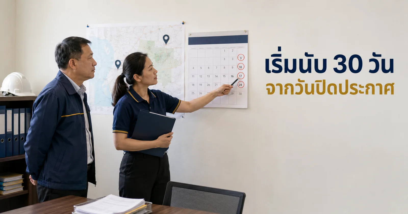 ผู้บริหารและฝ่ายบุคคลวางแผนกำหนดวันปิดประกาศก่อนย้ายสถานประกอบกิจการ