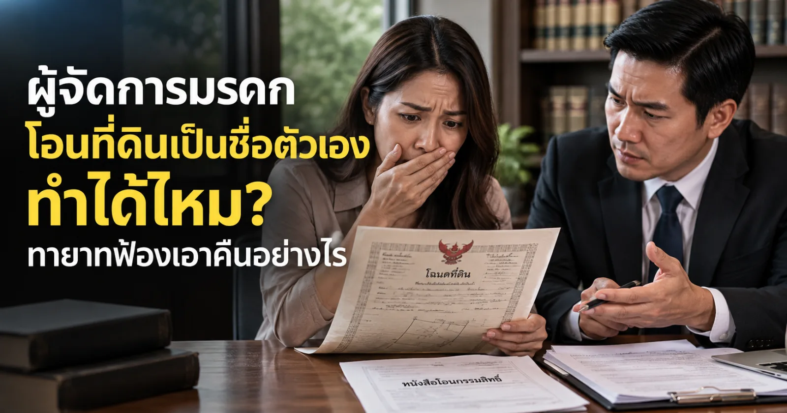 ตรวจสารบัญจดทะเบียนหลังโฉนดหลังผู้จัดการมรดกโอนที่ดินเป็นชื่อตัวเอง