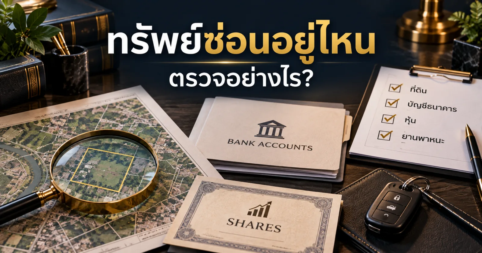 สงสัยผู้ตายมีทรัพย์ซ่อนอยู่ ตรวจที่ดิน บัญชี หุ้น และทรัพย์มรดกอย่างไร