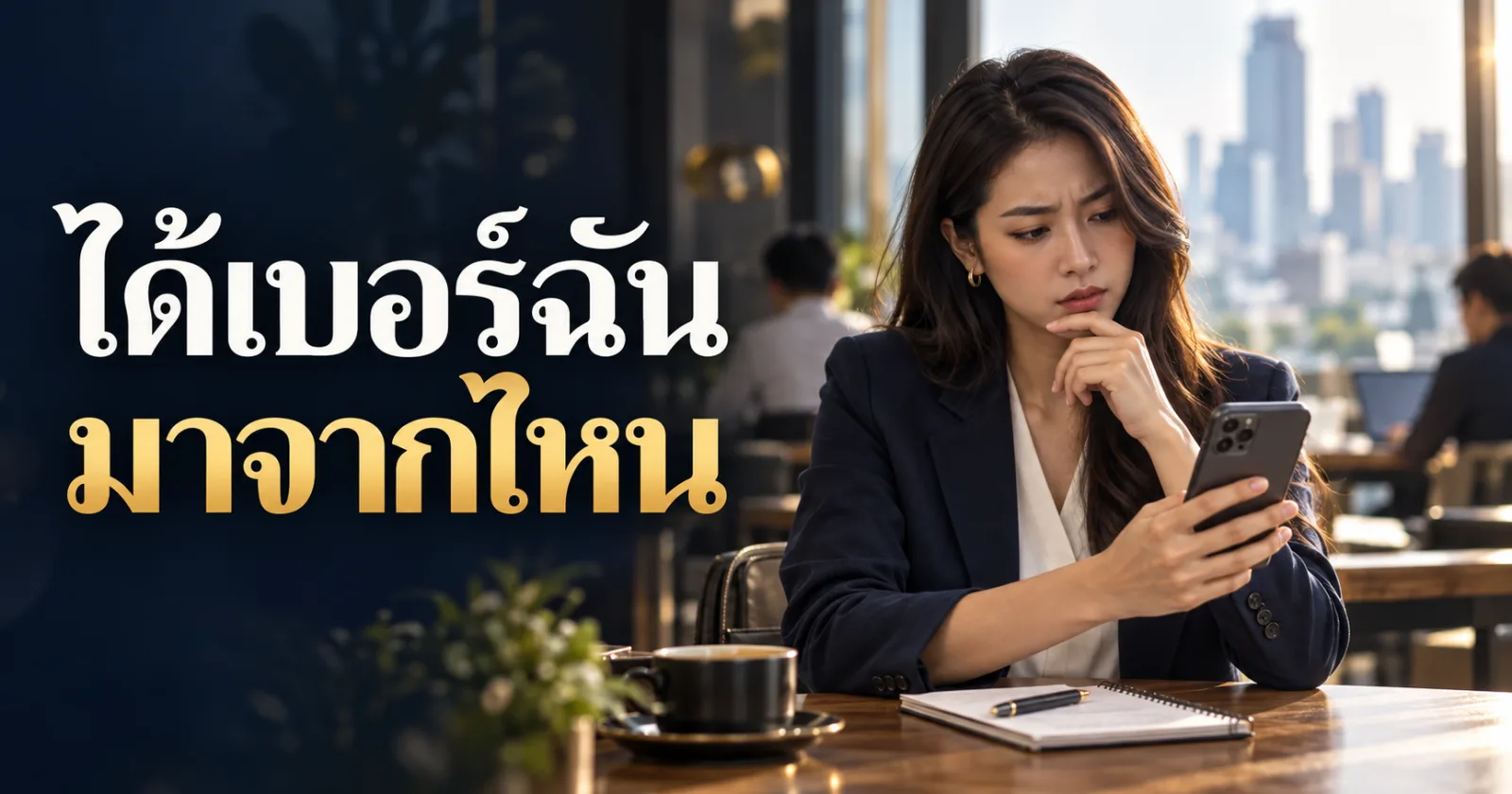 ผู้หญิงตรวจข้อความการตลาดและแหล่งที่มาข้อมูล