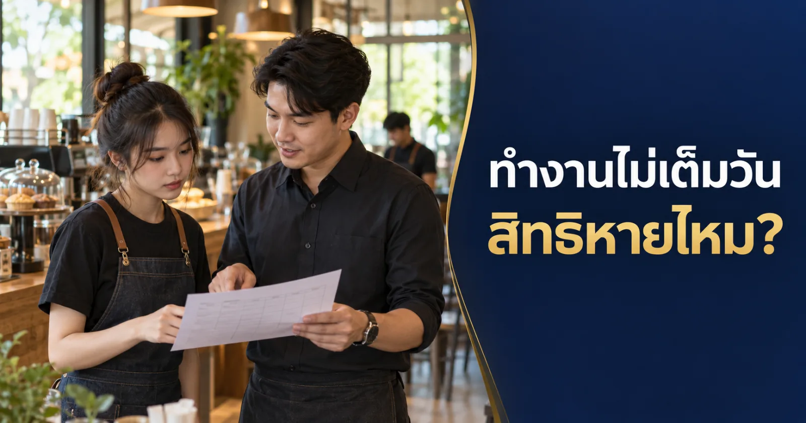 หัวหน้าร้านอธิบายตารางกะพร้อมข้อความ ทำงานไม่เต็มวัน สิทธิหายไหม