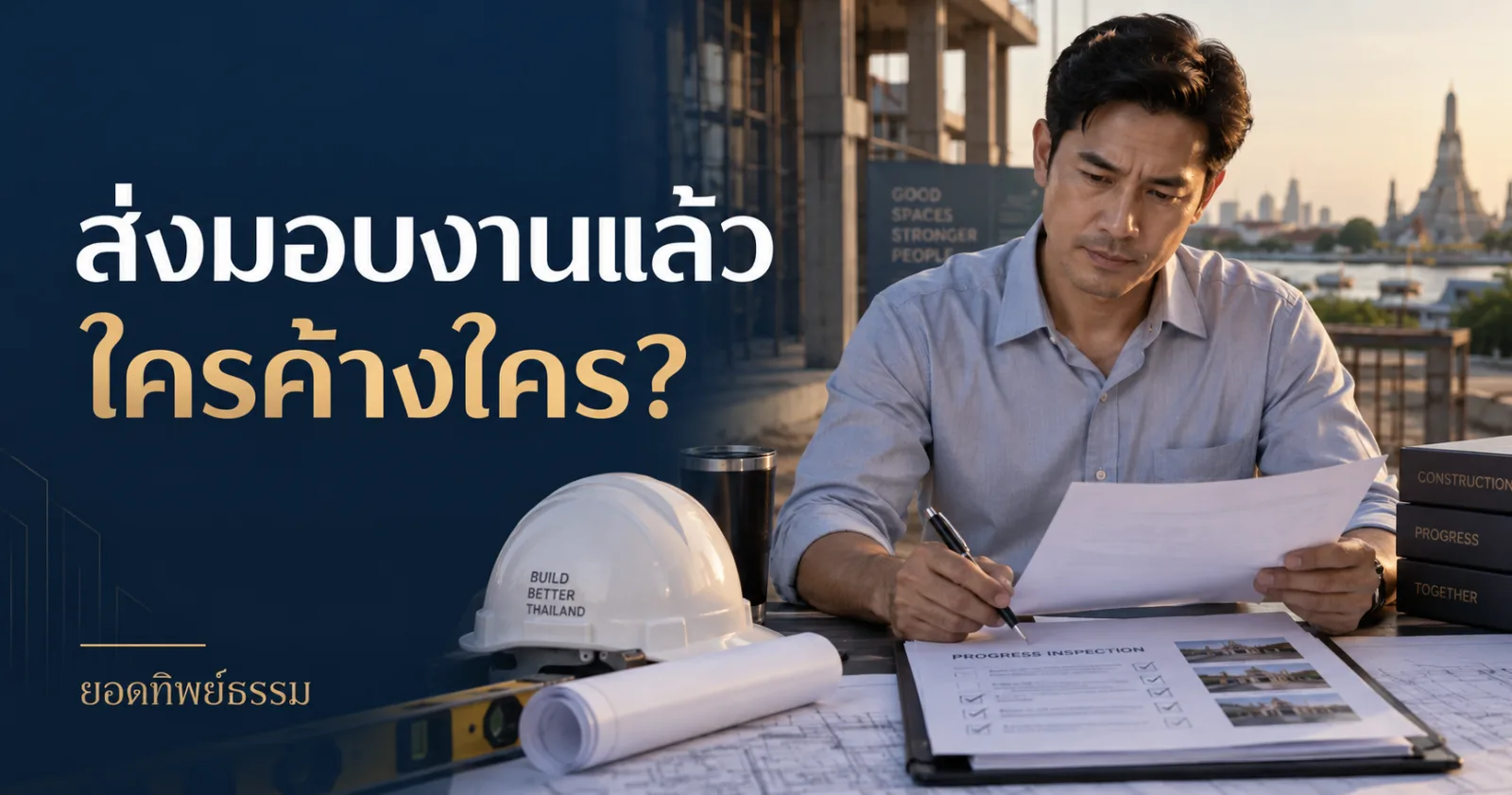ผู้รับเหมาตรวจเอกสารงวดงานข้างหมวกนิรภัย พร้อม Hook ส่งมอบงานแล้ว ใครค้างใคร