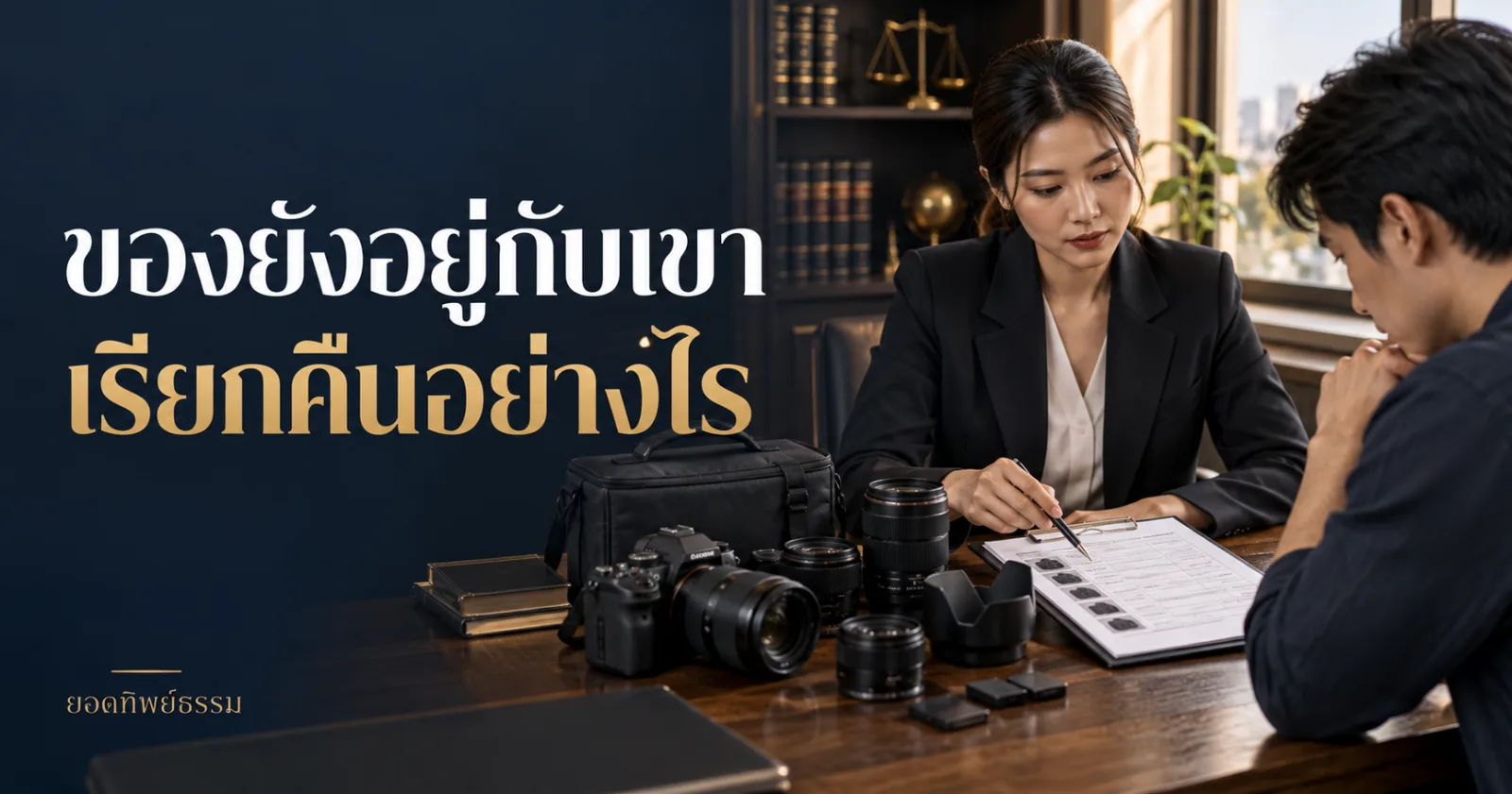 ทนายตรวจรายการกล้องและอุปกรณ์กับผู้ให้ยืม พร้อมข้อความ ของยังอยู่กับเขา เรียกคืนอย่างไร