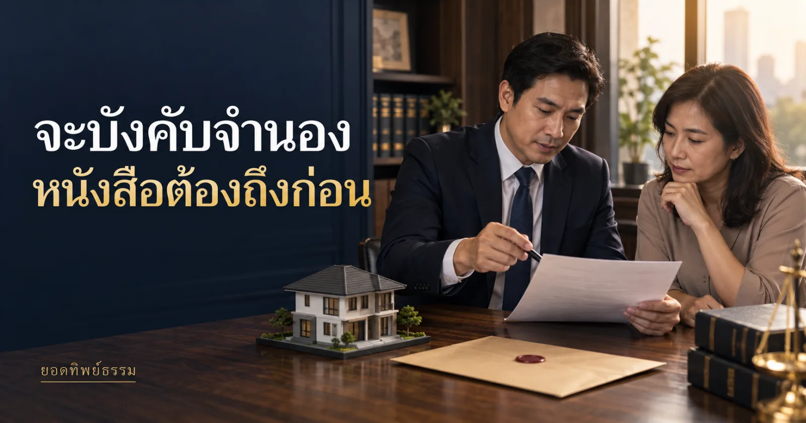 ทนายตรวจเอกสารบ้านและหนังสือบอกกล่าว พร้อมข้อความ จะบังคับจำนอง หนังสือต้องถึงก่อน