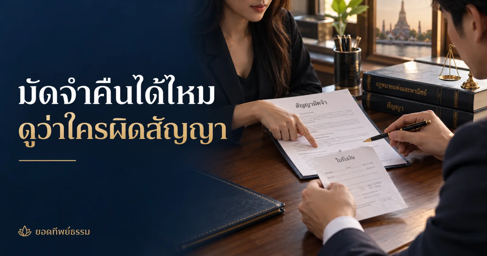 คู่กรณีตรวจข้อตกลงมัดจำและใบรับเงิน พร้อม Hook มัดจำคืนได้ไหม ดูว่าใครผิดสัญญา