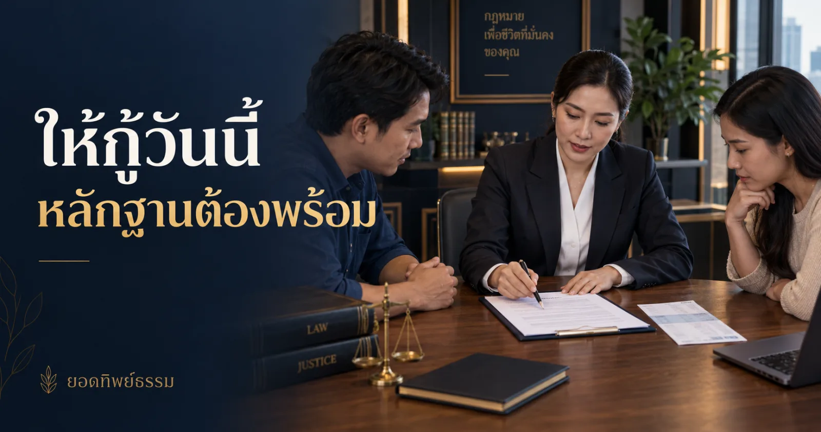 ภาพประกอบการทำสัญญากู้และหลักฐานเงิน ข้อความ ให้กู้วันนี้ หลักฐานต้องพร้อม
