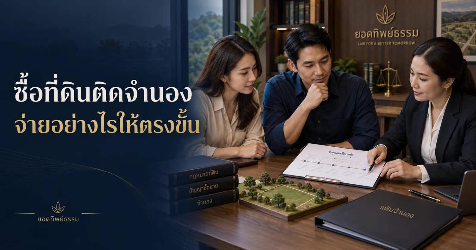 ภาพประกอบการวางลำดับเงินและทะเบียนซื้อที่ดิน ข้อความ ซื้อที่ดินติดจำนอง จ่ายอย่างไรให้ตรงขั้น