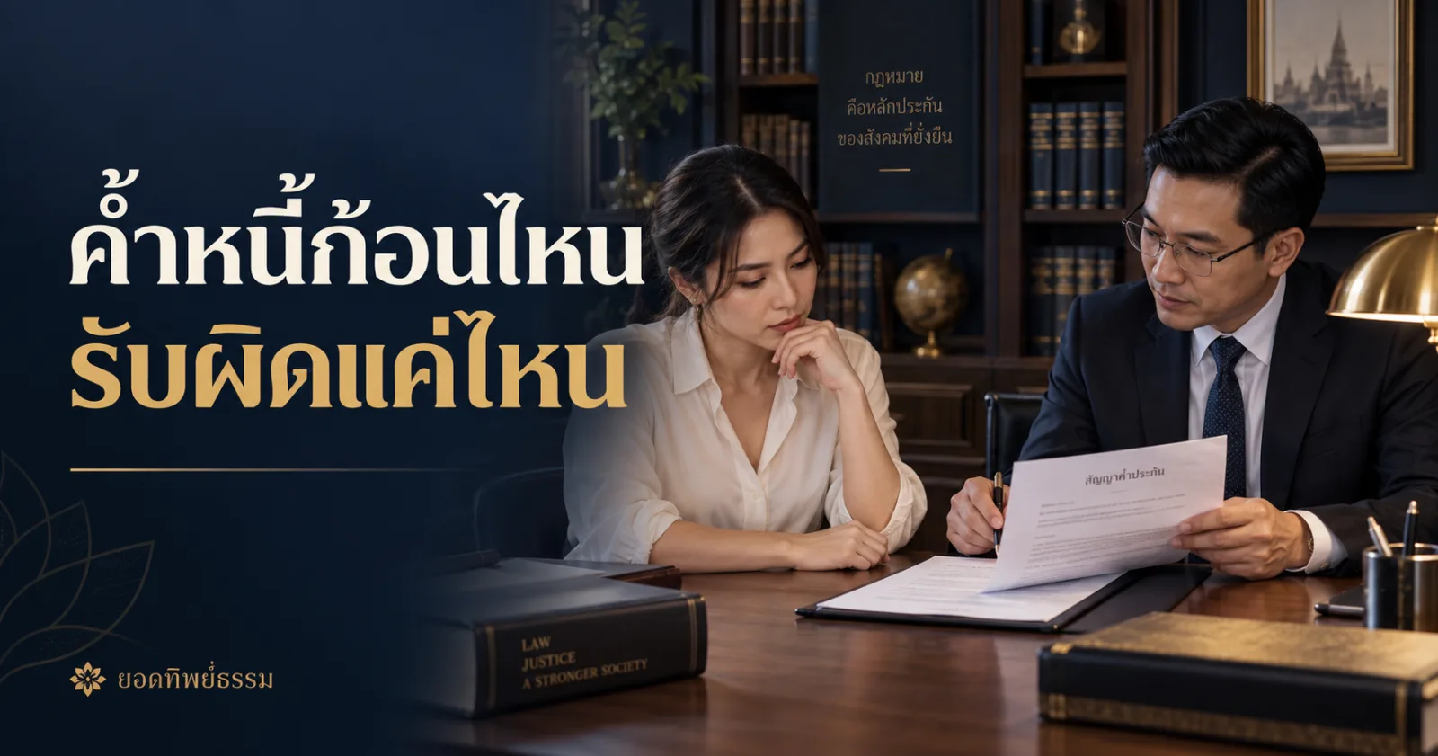 ภาพประกอบการตรวจสัญญาค้ำประกัน ข้อความ ค้ำหนี้ก้อนไหน รับผิดแค่ไหน
