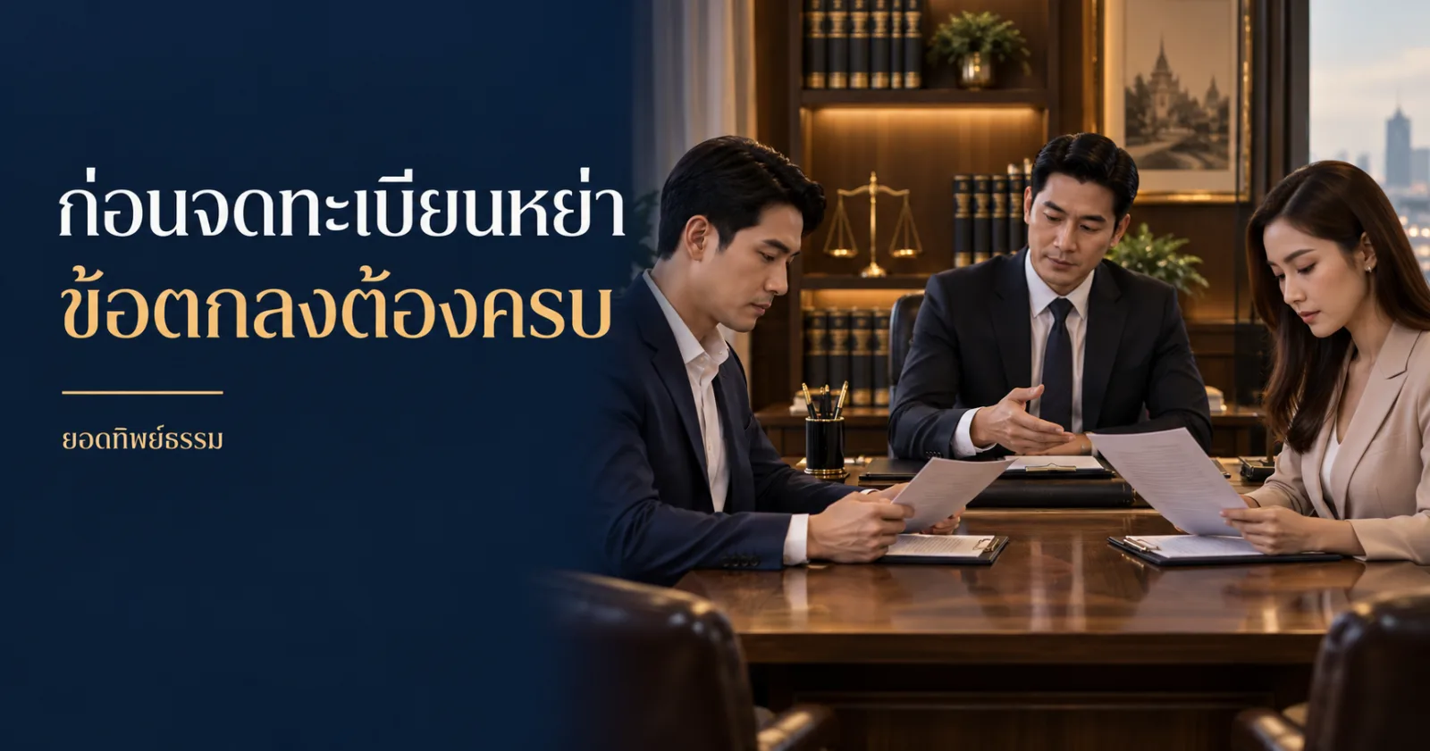 คู่สมรสตรวจเอกสารหย่าอย่างสงบ ข้อความก่อนจดทะเบียนหย่า ข้อตกลงต้องครบ