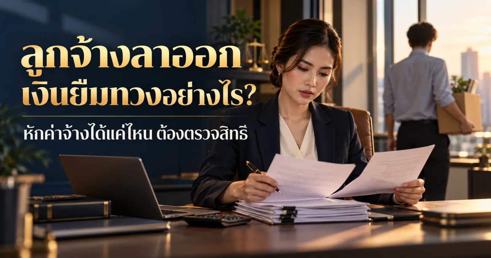 ฝ่ายบุคคลตรวจเอกสารเงินยืมเมื่อพนักงานลาออก พร้อมข้อความ เงินยืมทวงอย่างไร