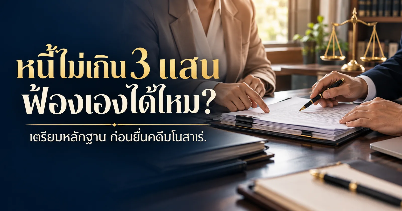 ผู้มาติดต่อจัดเอกสารคดีพร้อมคำว่า หนี้ไม่เกิน 3 แสน ฟ้องเองได้ไหม