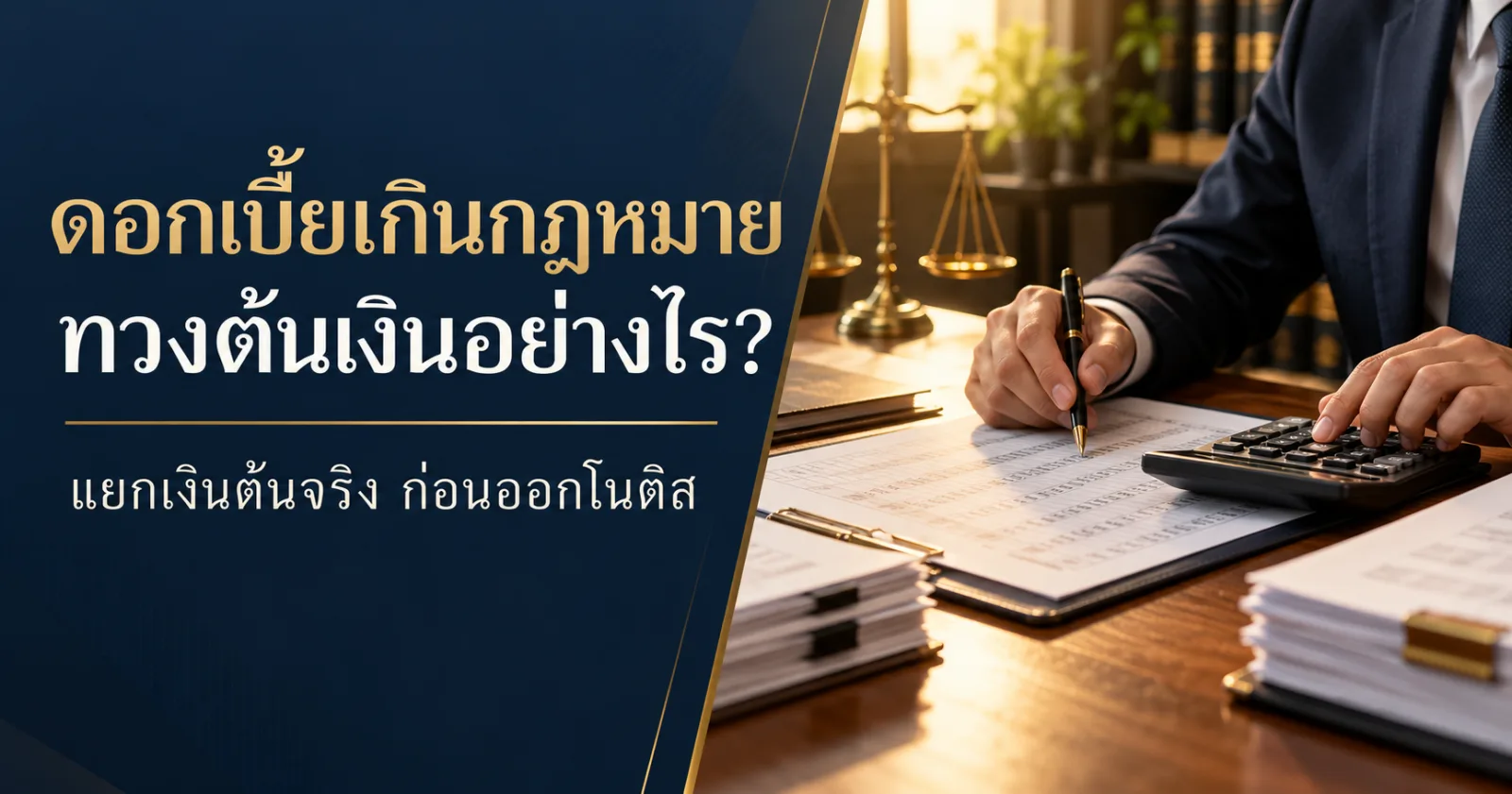 ตรวจสัญญากู้และเครื่องคิดเลข พร้อมข้อความ ดอกเบี้ยเกินกฎหมาย ทวงต้นเงินอย่างไร