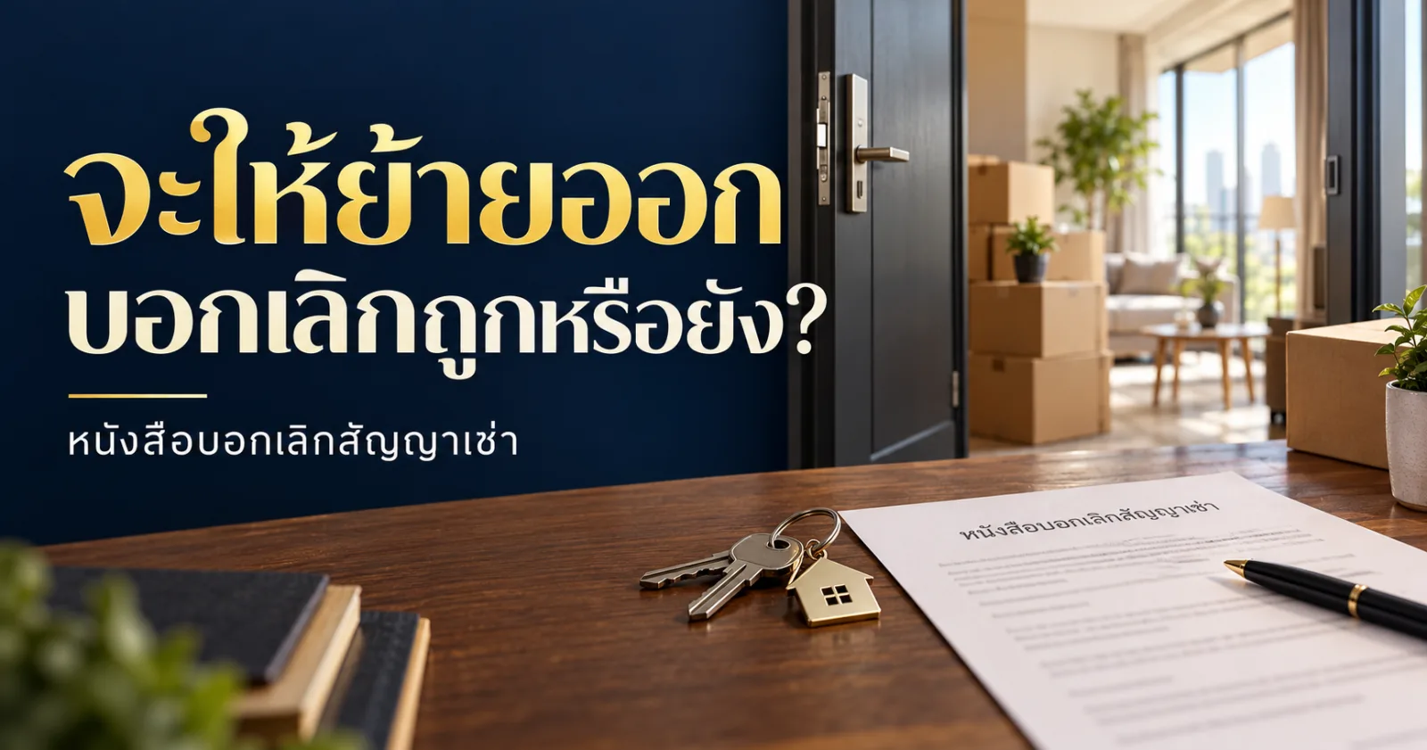 เอกสารบอกเลิกสัญญาเช่า กุญแจและกล่องขนย้ายหน้าห้อง พร้อมคำถาม จะให้ย้ายออก บอกเลิกถูกหรือยัง
