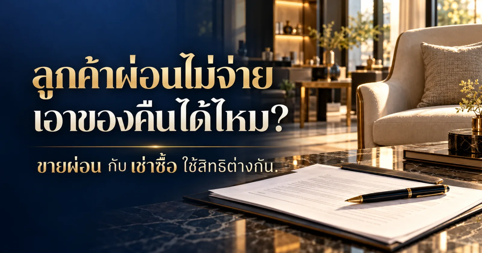 เอกสารผ่อนสินค้าในโชว์รูมพร้อมข้อความ ลูกค้าผ่อนไม่จ่าย เอาของคืนได้ไหม