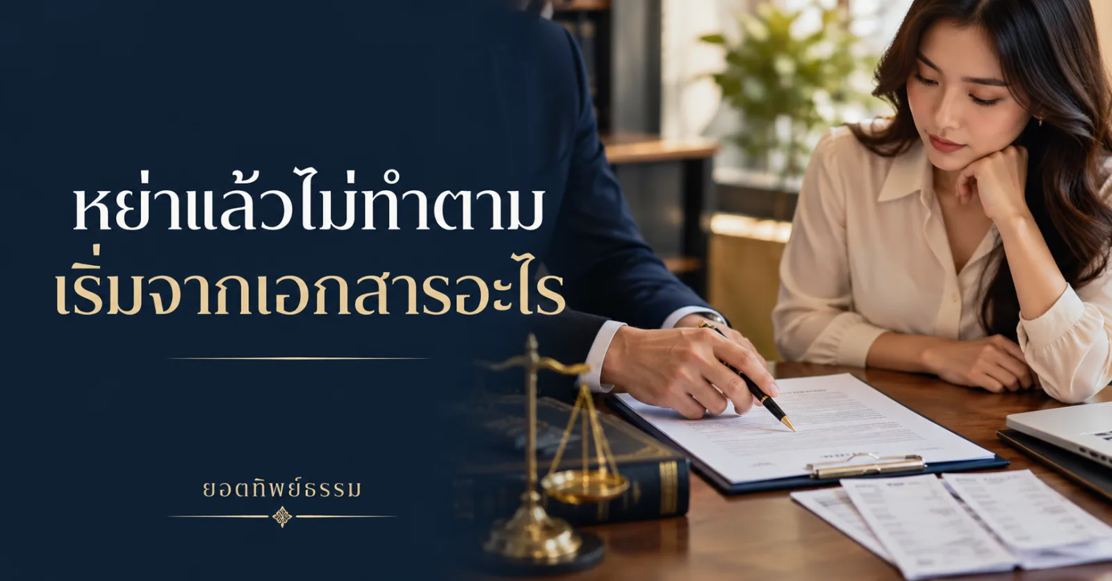 หย่าแล้วไม่ทำตาม เริ่มจากเอกสารอะไร ภาพประกอบคู่สมรสและเอกสารกฎหมาย