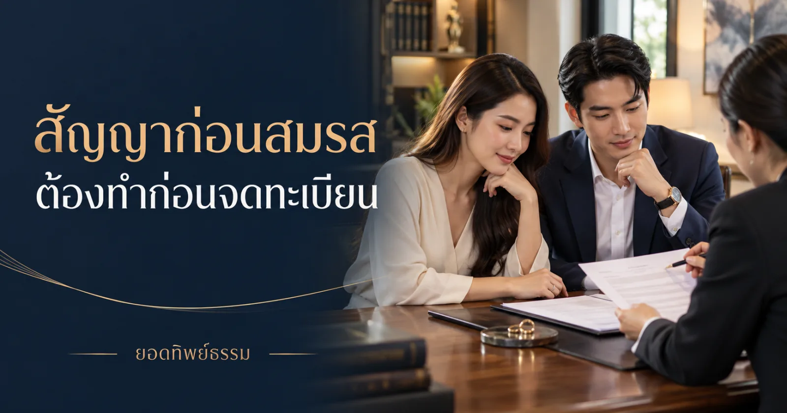 สัญญาก่อนสมรส ต้องทำก่อนจดทะเบียน ภาพประกอบคู่สมรสและเอกสารกฎหมาย