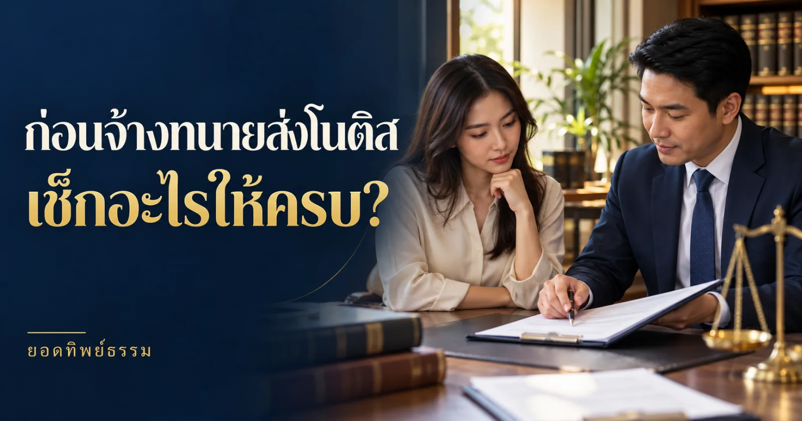 ก่อนจ้างทนายส่งโนติสเช็กอะไรให้ครบ ภาพปรึกษาร่างหนังสือในสำนักงาน
