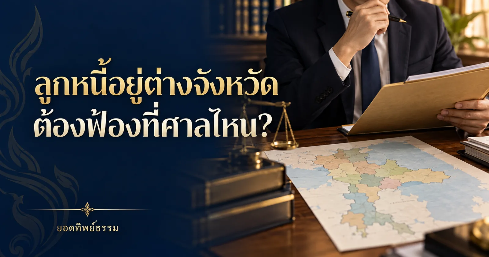 ลูกหนี้อยู่ต่างจังหวัดต้องฟ้องศาลไหน ภาพแผนที่และเอกสารคดีเงินกู้